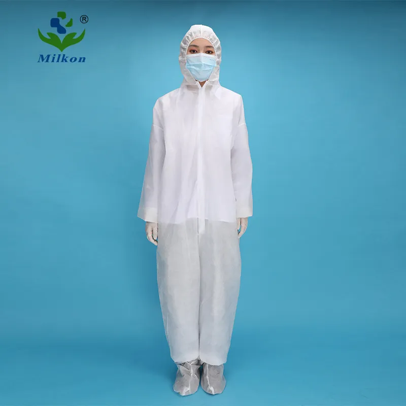 Non-Woven Coverall PPE Isolation Gown Anti-Static Disposable Protection Custom White Cleanroom ESD Suit