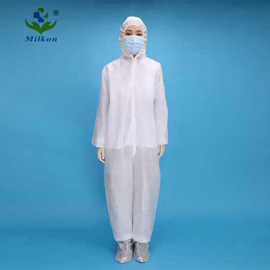 Non-Woven Coverall PPE Isolation Gown Anti-Static Disposable Protection Custom White Cleanroom ESD Suit
