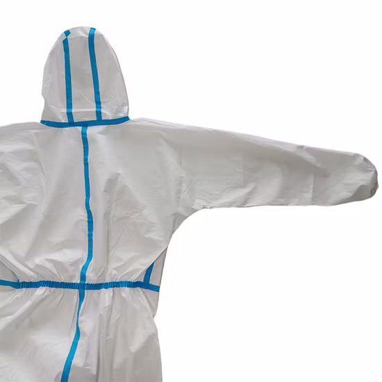 Hazmat Suits with Sealed Tape Disposable Coverall PPE Suit for Biohazard Chemical Protection Full Body Protective Clothing with Hood